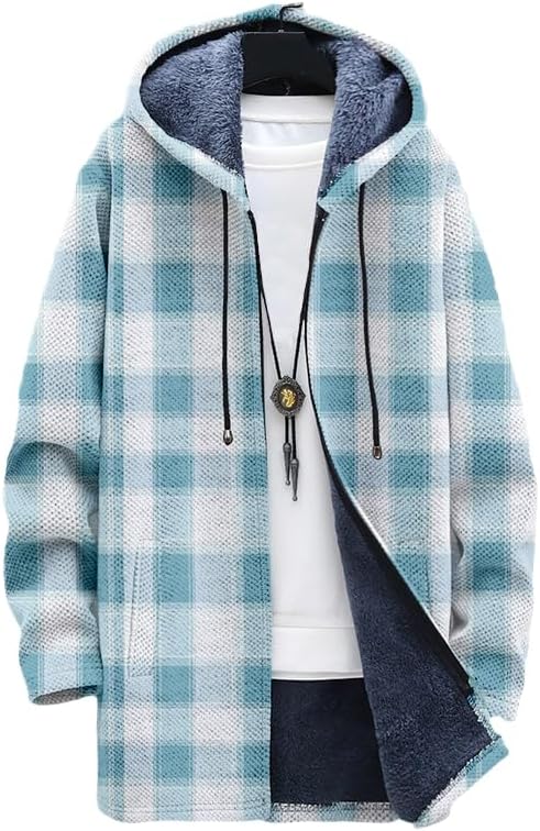 Men's Plaid Cardigan Oversized - Sherpa Hoodie Fleece ulasan dan harga