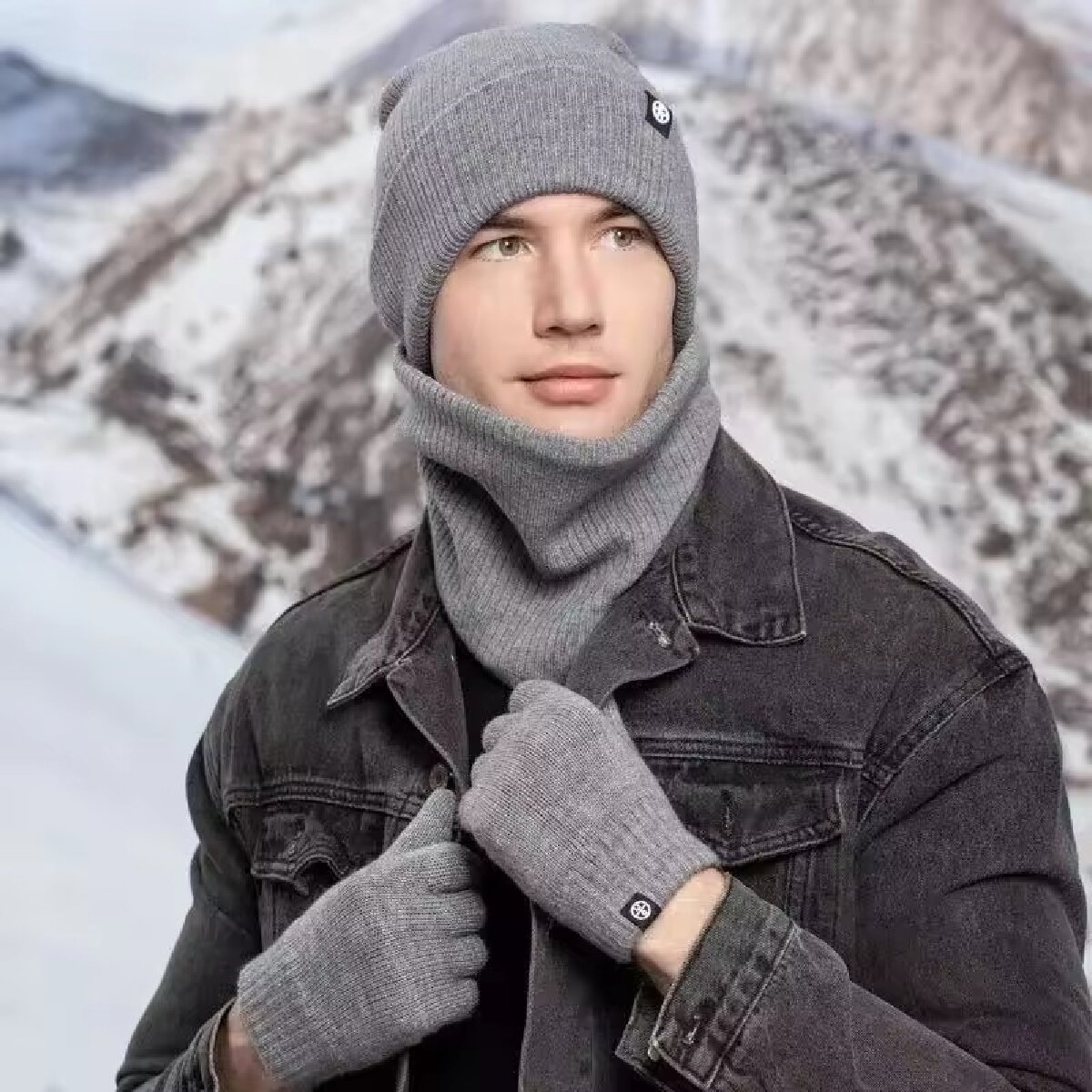 3pcs Winter Beanie Hat Gloves  - Wool Scarf Men ulasan dan harga