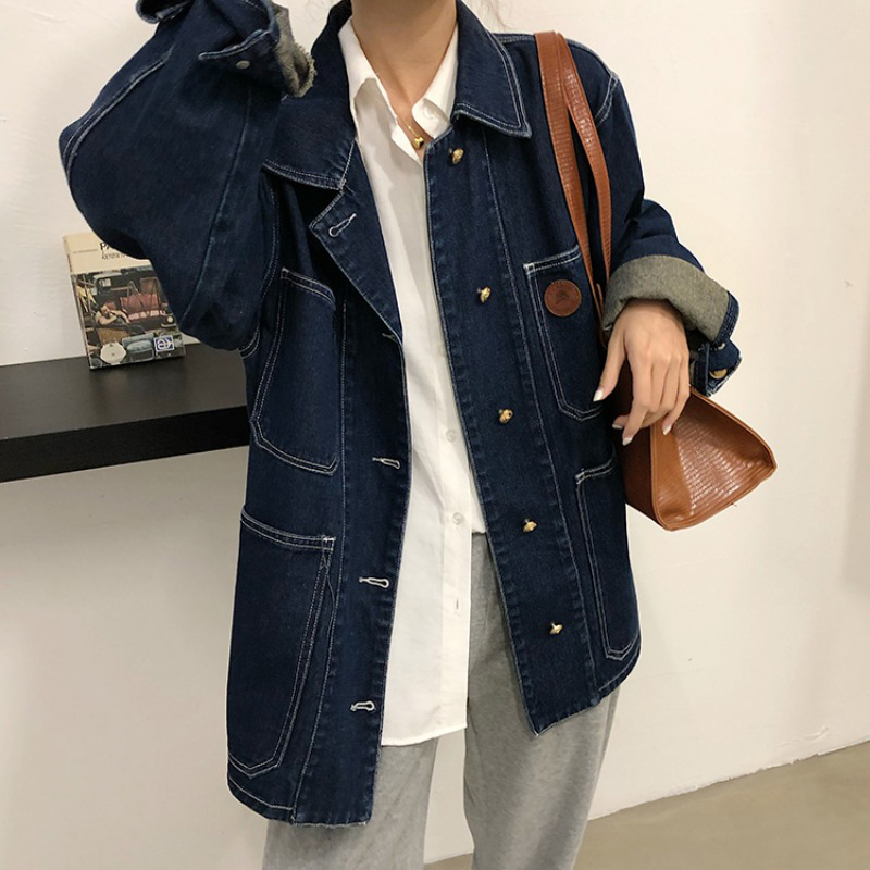 Dark Blue Denim Jacket Women S - Down Jacket Packable ulasan dan harga