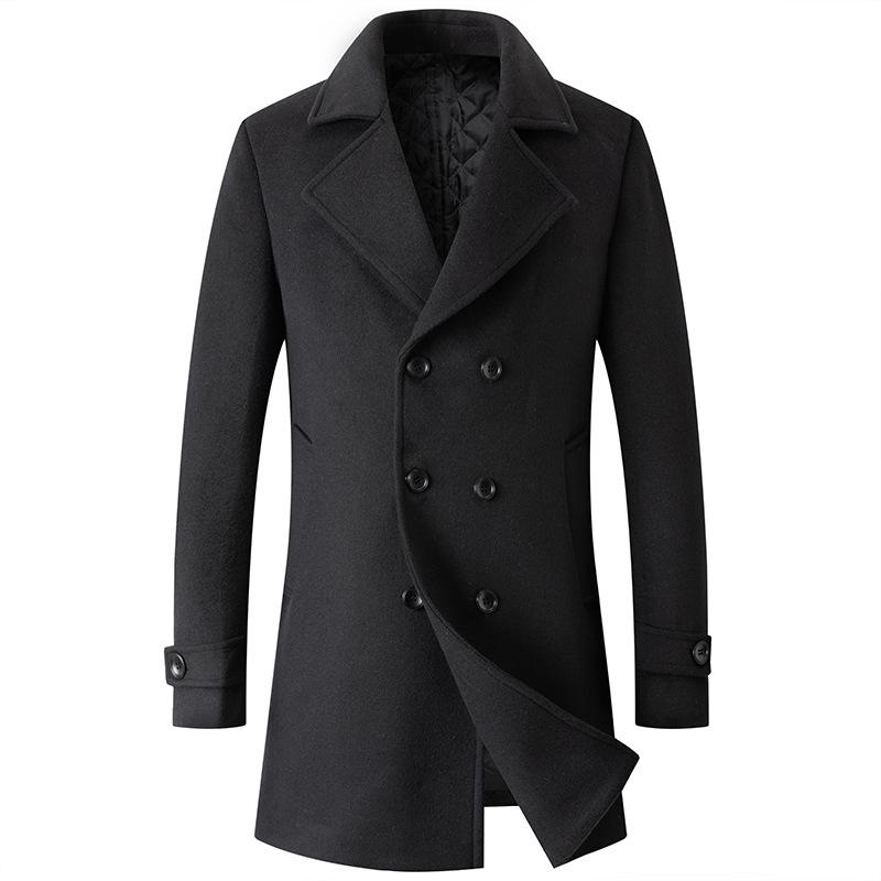 Double Breasted Coat Men Peaco - Wool Coat Peacoat ulasan dan harga