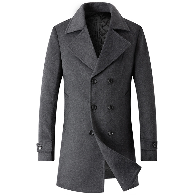 Double Breasted Coat Men Peaco - Wool Coat Peacoat ulasan dan harga